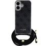 Guess 4G IML Printed Crossbody Case z vrvico za iPhone 16 - siv