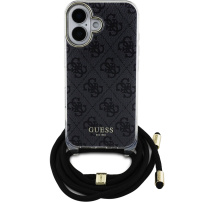 Guess 4G IML Printed Crossbody Case z vrvico za iPhone 16 - siv