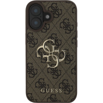Guess 4G Metal Logo ovitek za iPhone 16 Plus - rjav