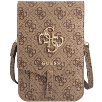 Guess 4G Metal Logo univerzální brašna pro iPhone - hnědá