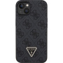 Guess 4G Strass Triangle Metal Logo ovitek za iPhone 15 - siva