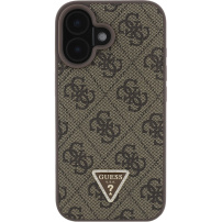 Guess 4G Strass Triangle Metal Logo Cover za iPhone 16 - rjav