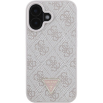 Guess ovitek 4G Strass Triangle Metal Logo za iPhone 16 - roza