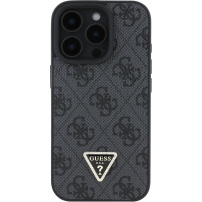 Guess 4G Strass Triangle Metal Logo Cover za iPhone 16 Pro Max - siv