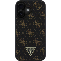 Guess Ovitek 4G Triangle Metal Logo za iPhone 16 - črn