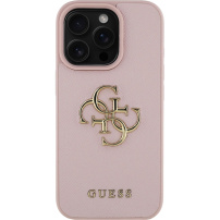 Guess Grained 4G Metal Logo Case za iPhone 15 Pro Max - roza