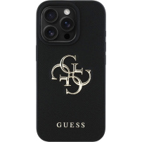 Guess Grained 4G Metal Logo Case za iPhone 16 Pro - črn