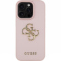 Guess Grained 4G Metal Logo Case za iPhone 16 Pro - roza