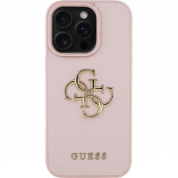 Guess Grained 4G Metal Logo Case za iPhone 16 Pro - roza