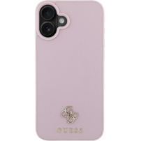 Guess Grained 4G Small Metal Logo Case z MagSafe za iPhone 16 - roza