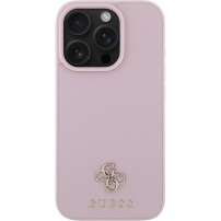 Guess Grained 4G Small Metal Logo Case z MagSafe za iPhone 16 Pro Max - roza