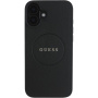 Guess Grained Classic Ovitek z logotipom MagSafe za iPhone 16 - črn