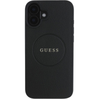 Guess Grained Classic Ovitek z logotipom MagSafe za iPhone 16 - črn
