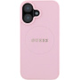 Guess Grained Classic Ovitek z logotipom MagSafe za iPhone 16 - roza