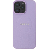 Guess Grained Classic Ovitek z logotipom MagSafe za iPhone 16 Pro - vijoličen
