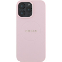 Guess Grained Classic Ovitek z logotipom MagSafe za iPhone 16 Pro - roza