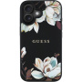 Guess Ovitek Grained Magnolia Flower Pattern in MagSafe za iPhone 16 - črn