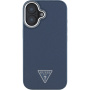 Guess Grained Triangle Logo Ovitek z MagSafe za iPhone 16 - temno moder