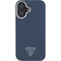 Guess Grained Triangle Logo Ovitek z MagSafe za iPhone 16 - temno moder