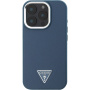 Guess Grained Triangle Logo Ovitek z MagSafe za iPhone 16 Pro Max - temno moder