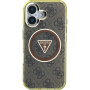 Guess IML 4G Glitter and Triangle Logo etui z MagSafe za iPhone 16 - rjav