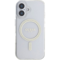 Guess IML Glitter Ring Cover z MagSafe za iPhone 16 - prozoren