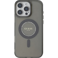 Guess Ovitek IML Rhinestones Ring with MagSafe za iPhone 16 Pro - siv