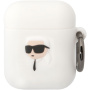 Karl Lagerfeld 3D Logo NFT Karl Head silikonski ovitek za AirPods 1 / 2 - bela