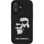 Karl Lagerfeld 3D Rubber Karl and Choupette ovitek za iPhone 16 - črn