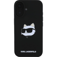 Karl Lagerfeld Silikonski ovitek Choupette Head z MagSafe za iPhone 16 - črn