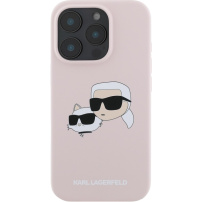 Karl Lagerfeld Silikonski ovitek Double Heads z MagSafe za iPhone 16 Pro Max - roza
