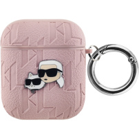 Karl Lagerfeld Embossed Karl and Choupette Heads etui za AirPods 1 / 2 - roza