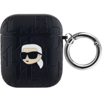 Karl Lagerfeld Embossed Karl Head cover za AirPods 1 / 2 - črn