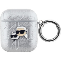 Karl Lagerfeld Embossed Karl Head cover za AirPods 1 / 2 - srebrn