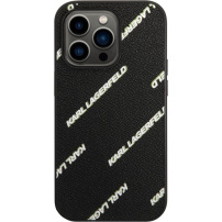 Karl Lagerfeld Grained Leather Logomania etui za iPhone 14 Pro - črna