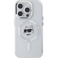 Karl Lagerfeld IML Choupette Head Metal Frame Cover z MagSafe za iPhone 15 Pro Max - prozoren