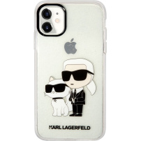 Karl Lagerfeld IML Glitter Karl in Choupette NFT bleščeč ovitek za iPhone 11 - jasno