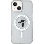Karl Lagerfeld IML Glitter Karl and Choupette bleščeči ovitek z MagSafe za iPhone 15 - jasno