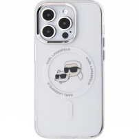 Karl Lagerfeld IML K&CH Heads Metal Frame ovitek z MagSafe za iPhone 15 Pro Max - prozoren