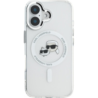 Karl Lagerfeld IML K&CH Heads Metal Frame Cover z MagSafe za iPhone 16 - prozoren