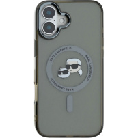 Karl Lagerfeld IML K&CH Heads Metal Frame Cover z MagSafe za iPhone 16 - siva