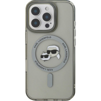 Karl Lagerfeld IML K&CH Heads Metal Frame Cover z MagSafe za iPhone 16 Pro - siva