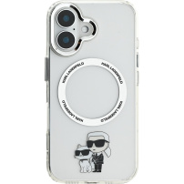 Karl Lagerfeld Ovitek IML Karl and Choupette z MagSafe za iPhone 16 - prozoren