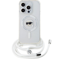 Karl Lagerfeld IML Karl naglavni ovitek z vrvico in MagSafe za iPhone 15 Pro Max - prozoren
