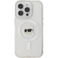 Karl Lagerfeld IML Karl Head Metal Frame Cover z MagSafe za iPhone 16 Pro Max - prozoren