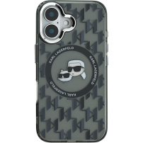 Karl Lagerfeld Ovitek IML Monogram K&CH Heads z MagSafe za iPhone 16 - črn
