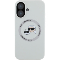 Karl Lagerfeld Silikonski ovitek K&CH Heads z MagSafe za iPhone 16 - bež