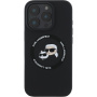 Karl Lagerfeld Silikonski ovitek K&CH Heads z MagSafe za iPhone 16 Pro - črn