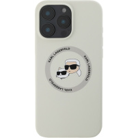 Karl Lagerfeld Silikonski ovitek K&CH Heads z MagSafe za iPhone 16 Pro Max - bež