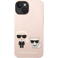 Karl Lagerfeld Karl and Choupette silikonski etui z MagSafe za iPhone 14 Plus - roza
